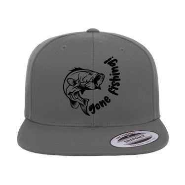 Gone Fishing Embroidered Flat Bill Cap